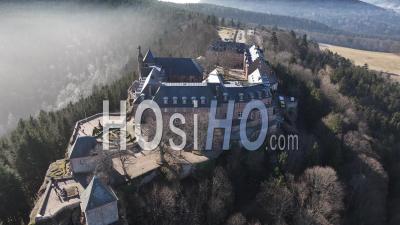 Chapel Of The Mont Sainte Odile In Winter - Video Drone Footage
