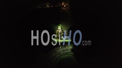 Ensilage By Night In Normandy - Video Drone Footage