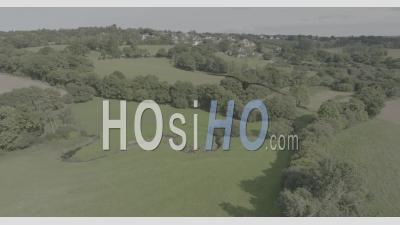 Brook Near Plouguernevel, Brittany, France - Video Drone Footage