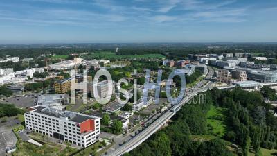 New Business District Viasilva In Cesson-Sevigne, Brittany, France - Video Drone Footage