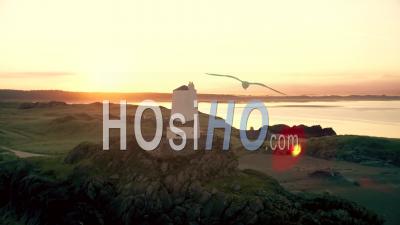 Twr Mawr Lighthouse On Llanddwyn Island - Video Drone Footage