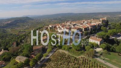 Aerial View Of The Old Historic Village Of Castellet, Var, France - Video Drone Footage