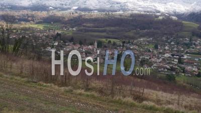 Vaulnaveys-Le-Haut Village And Valley Floor At Chamrousse Ski Resort, Isere, France - Video Drone Footage