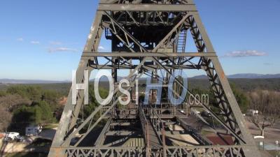 Winding Gear At The Historic Pithead At Hély D'oissel Mine, Greasque, France - Video Drone Footage