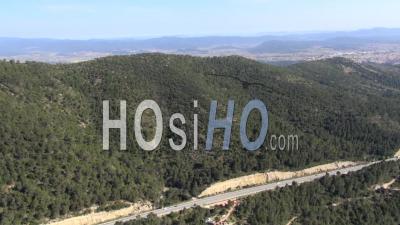 Route D43 Road Towards Cuers, Var, France, Aerial View By Microlight Aircraft 