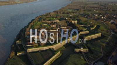 Aerial View, Blaye Citadel, Unesco World Heritage Site In Gironde, France - Video Drone Footage