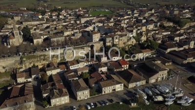 Aerial View, Bourg Sur Gironde, Site In Gironde, Aquitaine - Video Drone Footage